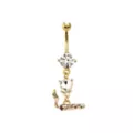 CZ Goldtone Joint Dangle Belly Ring - 14 Gauge at Spencer's