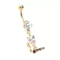 CZ Goldtone Joint Dangle Belly Ring - 14 Gauge at Spencer's