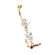 CZ Goldtone Joint Dangle Belly Ring - 14 Gauge at Spencer's