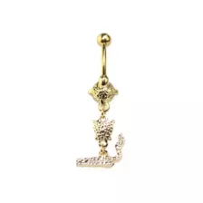 CZ Goldtone Joint Dangle Belly Ring - 14 Gauge at Spencer's