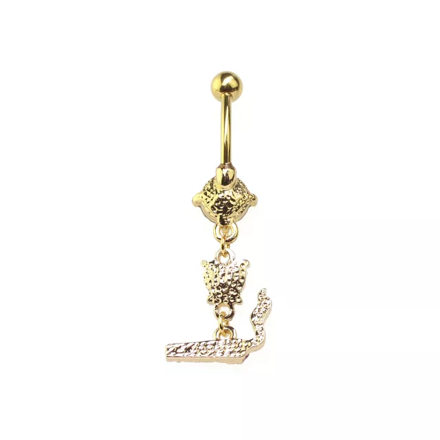 CZ Goldtone Joint Dangle Belly Ring - 14 Gauge at Spencer's