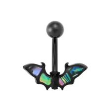 Titanium Abalone Bat Banana Belly Ring - 14 Gauge at Spencer's