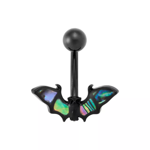 Titanium Abalone Bat Banana Belly Ring - 14 Gauge at Spencer's