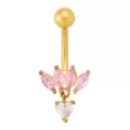 CZ Gold and Pink Titanium Heart Belly Ring - 14 Gauge at Spencer's