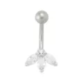 Silver Titanium Marquis Gem Banana Belly Ring - 14 Gauge at Spencer's