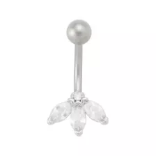 Silver Titanium Marquis Gem Banana Belly Ring - 14 Gauge at Spencer's