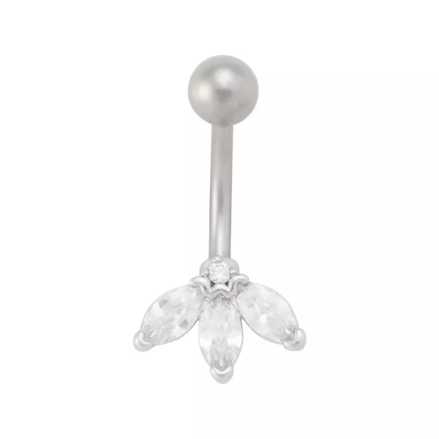 Silver Titanium Marquis Gem Banana Belly Ring - 14 Gauge at Spencer's