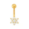 Gold Titanium CZ Flower Belly Ring - 14 Gauge at Spencer's
