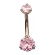 ASTM F-136 Titanium CZ Pink Belly Ring - 14 Gauge at Spencer's