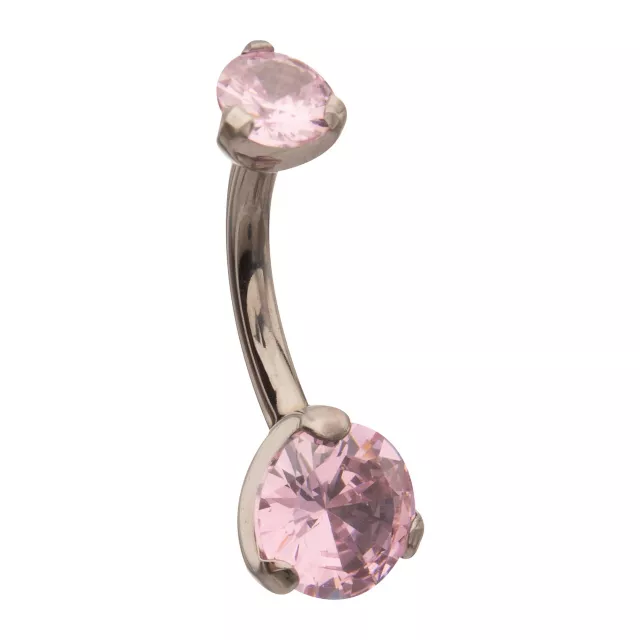 ASTM F-136 Titanium CZ Pink Belly Ring - 14 Gauge at Spencer's