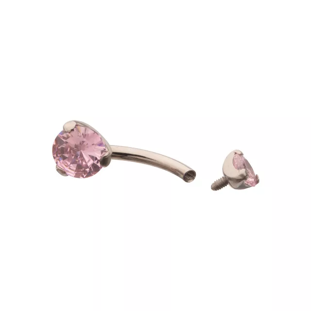 ASTM F-136 Titanium CZ Pink Belly Ring - 14 Gauge at Spencer's