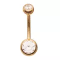 ASTM F-136 Titanium Goldtone CZ Belly Ring - 14 Gauge at Spencer's