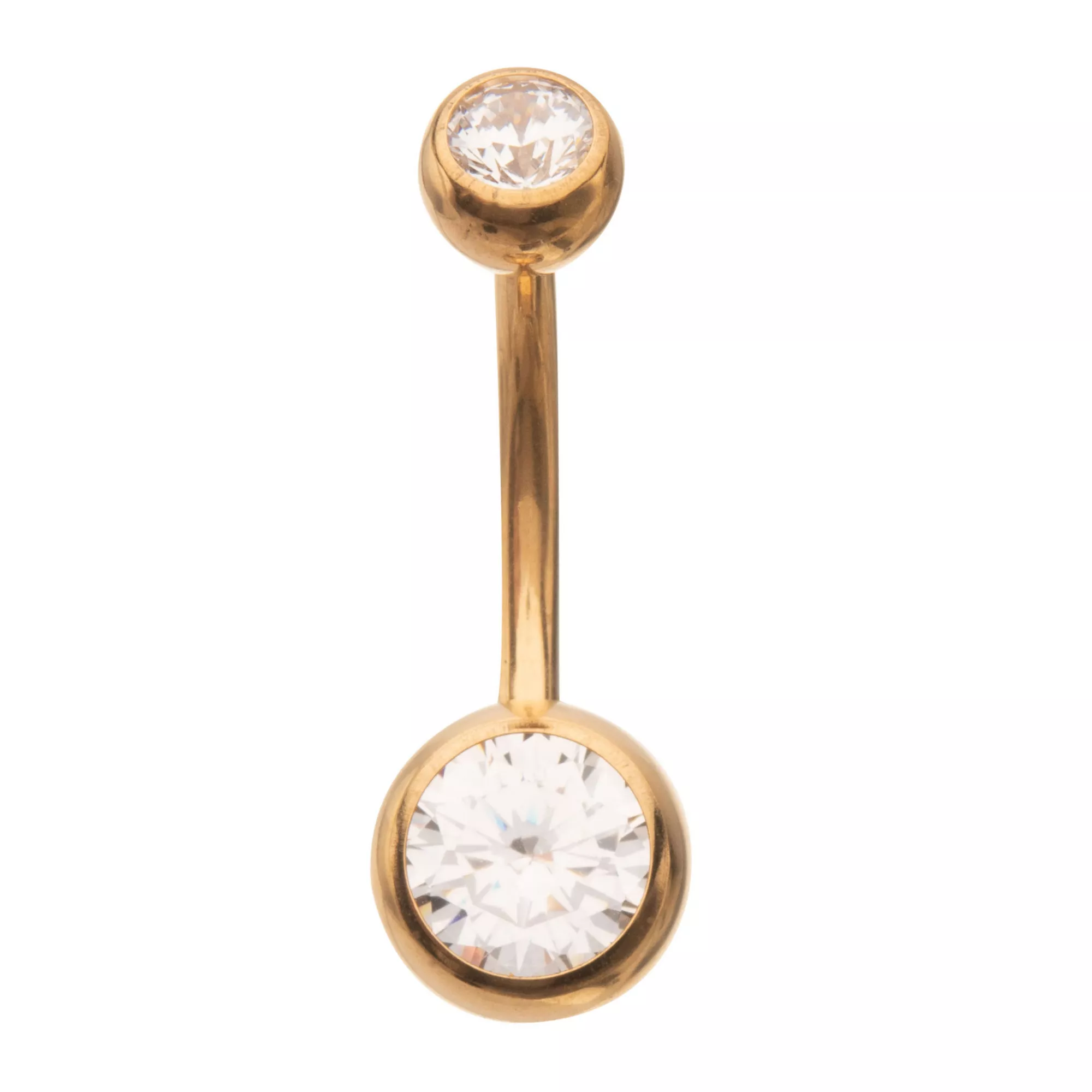 ASTM F-136 Titanium Gold-Plated CZ Belly Ring - 14 Gauge at Spencer's
