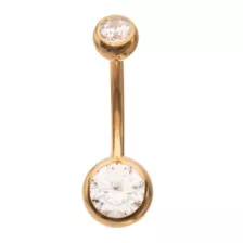 ASTM F-136 Titanium Goldtone CZ Belly Ring - 14 Gauge at Spencer's