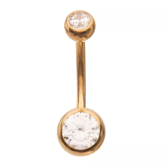 ASTM F-136 Titanium Goldtone CZ Belly Ring - 14 Gauge at Spencer's