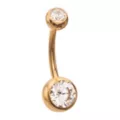 ASTM F-136 Titanium Goldtone CZ Belly Ring - 14 Gauge at Spencer's