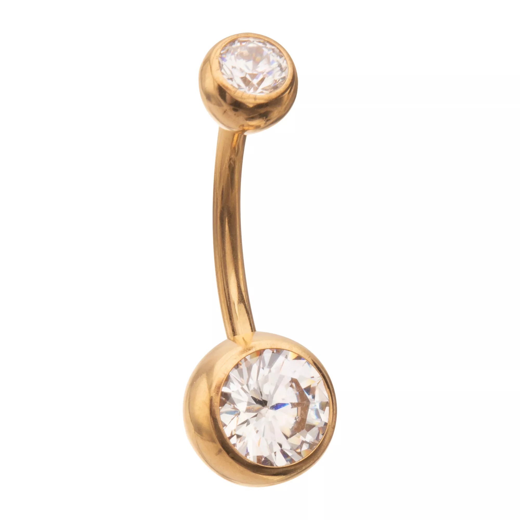 ASTM F-136 Titanium Gold-Plated CZ Belly Ring - 14 Gauge at Spencer's