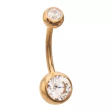 ASTM F-136 Titanium Goldtone CZ Belly Ring - 14 Gauge at Spencer's