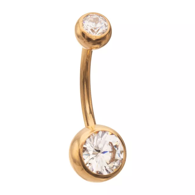 ASTM F-136 Titanium Goldtone CZ Belly Ring - 14 Gauge at Spencer's