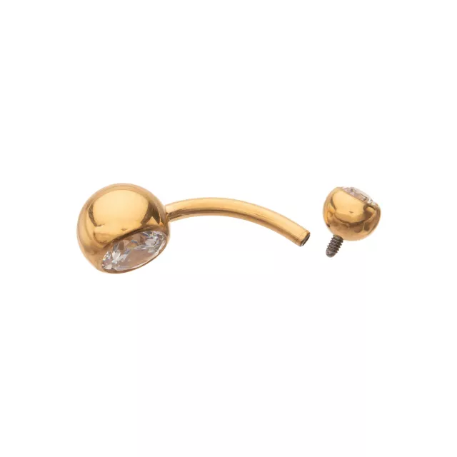ASTM F-136 Titanium Goldtone CZ Belly Ring - 14 Gauge at Spencer's