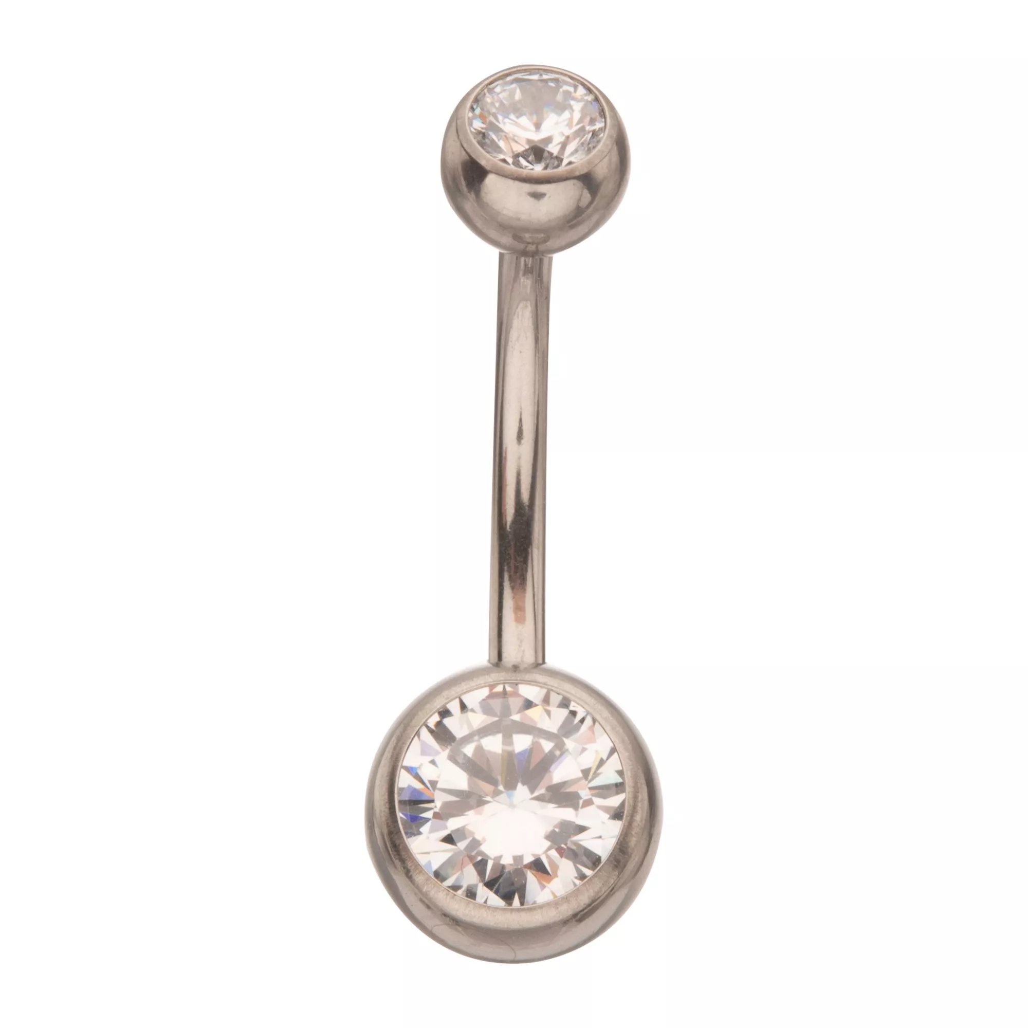 ASTM F-136 Titanium Round CZ Belly Ring - 14 Gauge at Spencer's