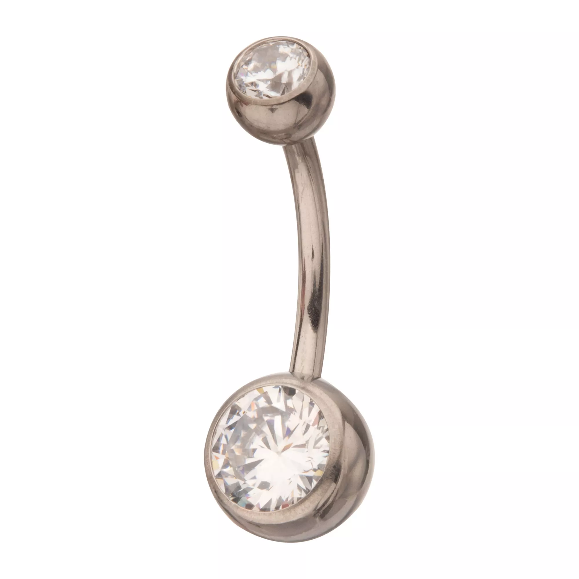 ASTM F-136 Titanium Round CZ Belly Ring - 14 Gauge at Spencer's