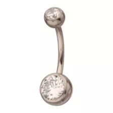 ASTM F-136 Titanium Round CZ Belly Ring - 14 Gauge at Spencer's