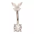 ASTM F-136 Titanium Silvertone CZ Butterfly Belly Ring - 14 Gauge at Spencer's