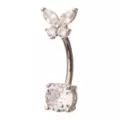 ASTM F-136 Titanium Silvertone CZ Butterfly Belly Ring - 14 Gauge at Spencer's