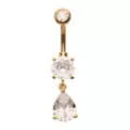 ASTM F-136 Goldtone CZ Teardrop Dangle Belly Ring - 14 Gauge at Spencer's