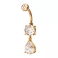 ASTM F-136 Goldtone CZ Teardrop Dangle Belly Ring - 14 Gauge at Spencer's
