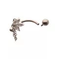 ASTM F-136 Titanium Silvertone CZ Fan Cluster Chain Dangle Belly Ring - 14 Gauge at Spencer's