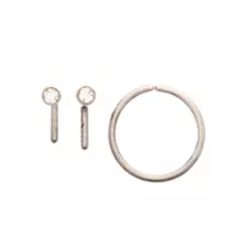 Multi-Pack ASTM F-136 Titanium Round CZ L-Bend Nose Rings and Seamless Hoop Nose Ring 3 Pack - 20 Gauge at Spencer's