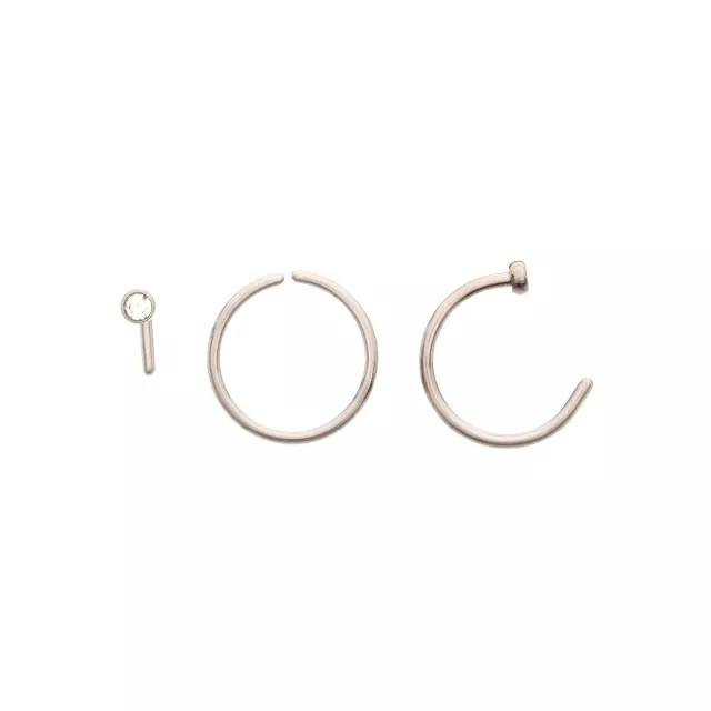 Multi-Pack Titanium L-Bend and Nose Hoops 3 Pack - 20 Gauge at Spencer's