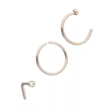 Multi-Pack Titanium L-Bend and Nose Hoops 3 Pack - 20 Gauge at Spencer's