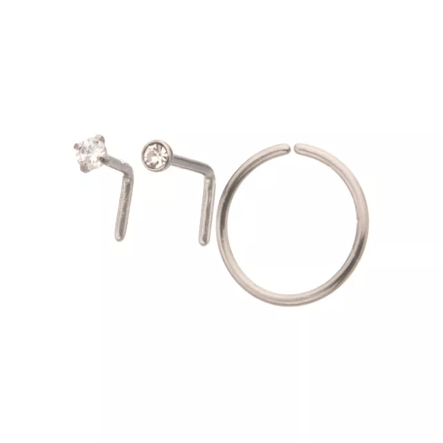 Multi-Pack ASTM F-136 Titanium L-Bend and Nose Hoop 3 Pack - 20 Gauge at Spencer's