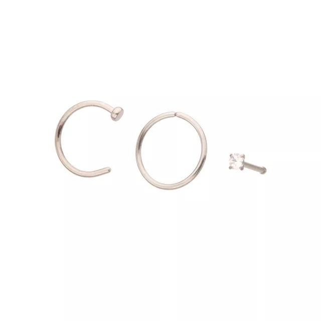 Multi-Pack Titanium Nose Pin and Hoops 3 Pack - 20 Gauge at Spencer's