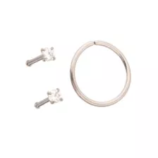 Multi-Pack ASTM F-136 Titanium Prong CZ Nose Pins and Hoop 3 Pack - 20 Gauge at Spencer's