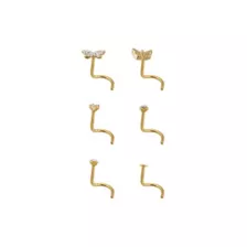 Multi-Pack Goldtone Titanium Butterfly Nose Screws 6 Pack - 20 Gauge at Spencer's