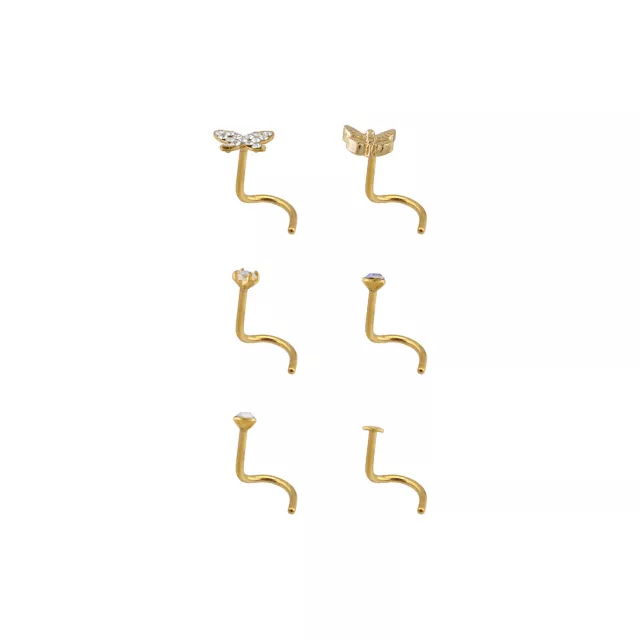 Multi-Pack Goldtone Titanium Butterfly Nose Screws 6 Pack - 20 Gauge