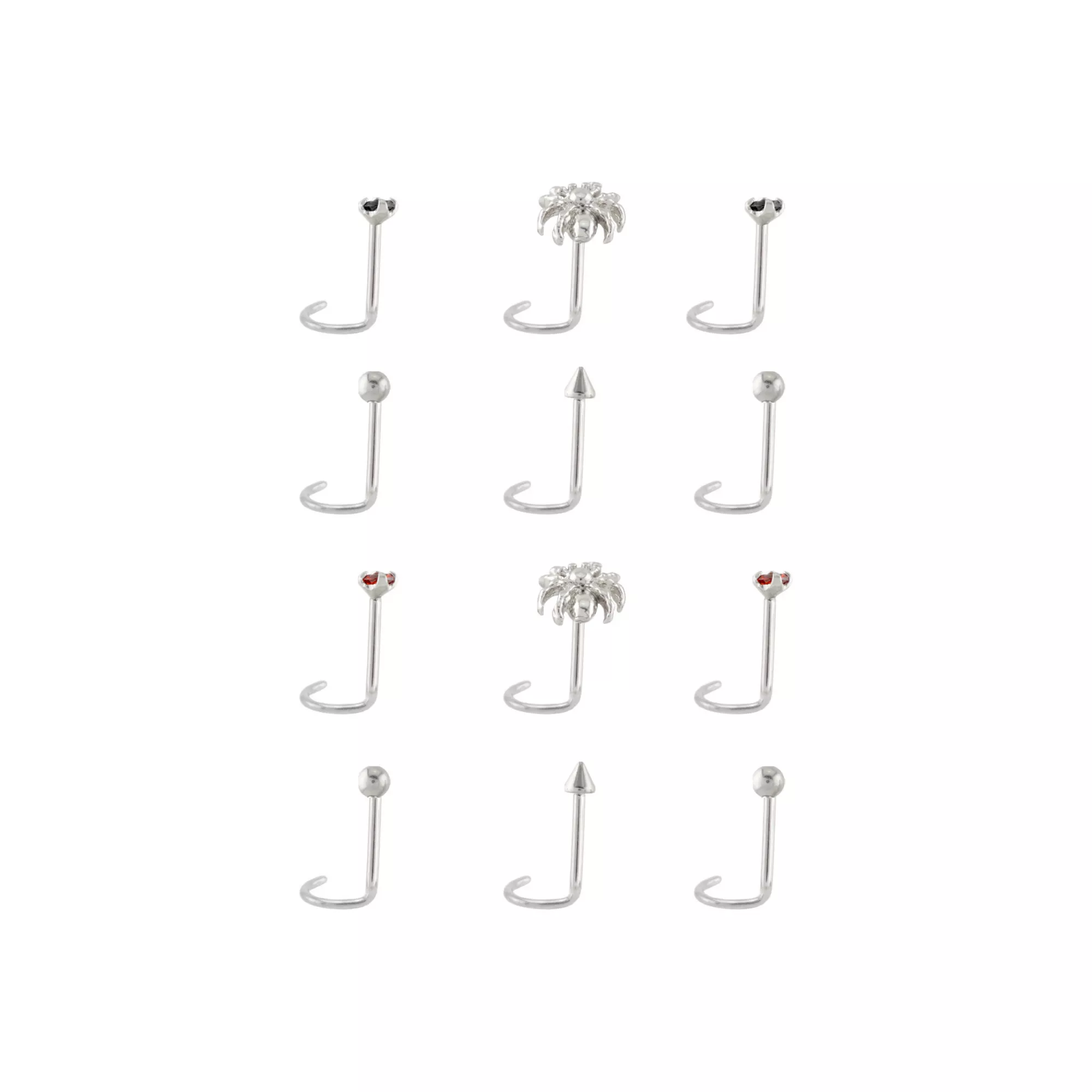 Multi-Pack CZ Titanium Spider Nose Screws 12 Pack - 20 Gauge at Spencer's