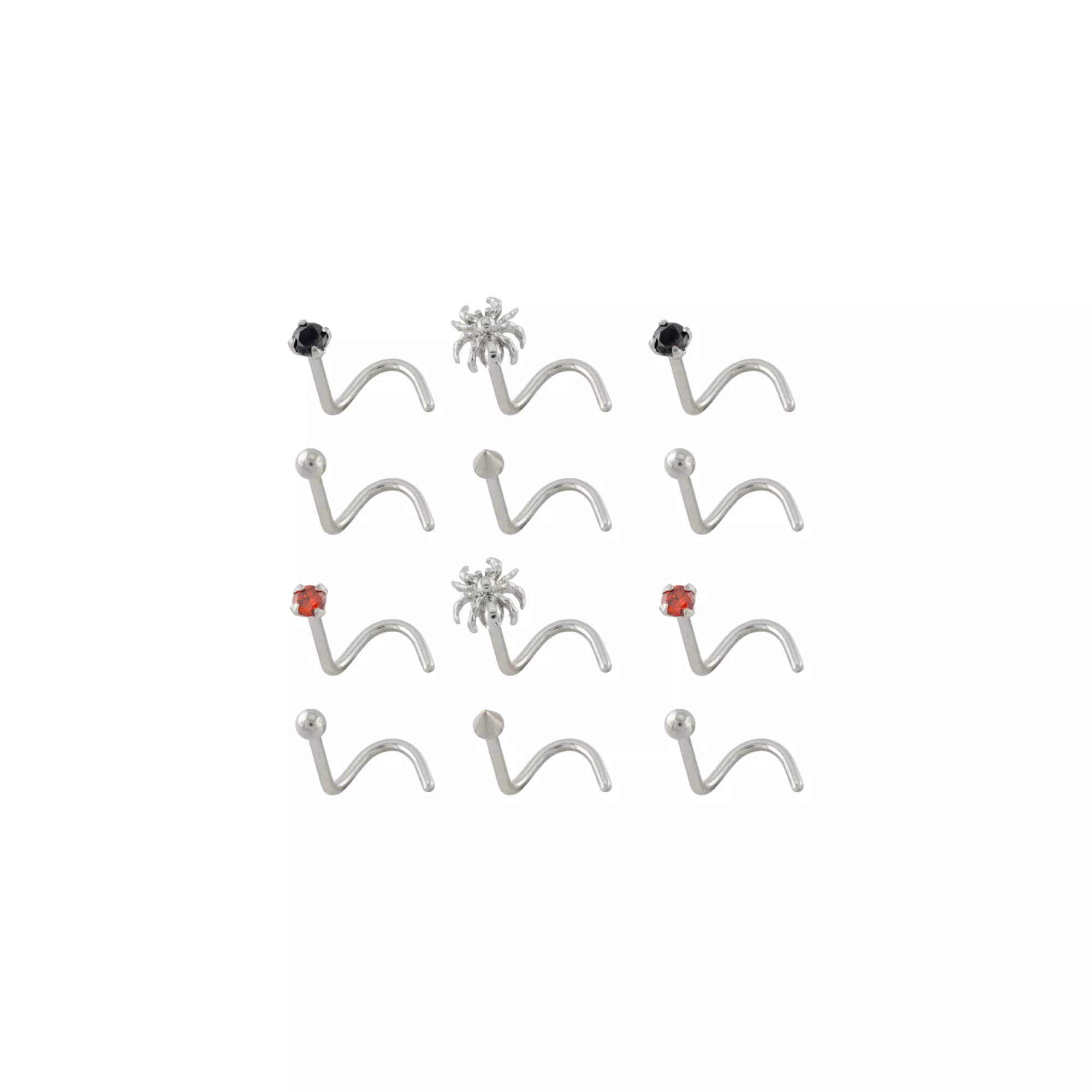 Multi-Pack CZ Titanium Spider Nose Screws 12 Pack - 20 Gauge at Spencer's