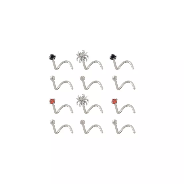 Multi-Pack CZ Titanium Spider Nose Screws 12 Pack - 20 Gauge at Spencer's