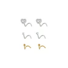 Multi-Pack CZ Heart Titanium Screw Nose Rings  6 Pack - 20 Gauge at Spencer's