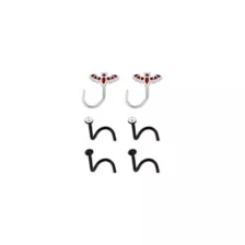 Multi-Pack CZ Titanium Red and Black Bat Screw Nose Rings 6 Pack - 20 Gauge at Spencer's