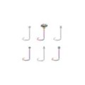 Multi-Pack Titanium Oil Slick Rainbow Sun Screw Nose Rings 6 Pack - 20 Gauge at Spencer's