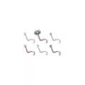 Multi-Pack Titanium Oil Slick Rainbow Sun Screw Nose Rings 6 Pack - 20 Gauge at Spencer's