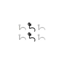 Multi-Pack Titanium Black Skull Screw Nose Rings 6 Pack - 20 Gauge at Spencer's