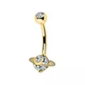 Gold Titanium CZ Saturn Belly Ring - 14 Gauge at Spencer's