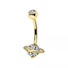 Gold Titanium CZ Saturn Belly Ring - 14 Gauge at Spencer's